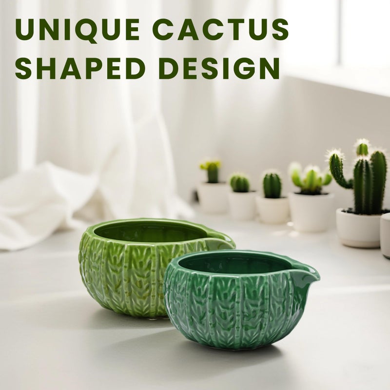 RANERANE 6-Piece Matcha Set, Matcha Whisk (Chasen) & Holder, Matcha Bowl with Spout, Sifter & Spoon, Bamboo & Ceramic, Dark Green - Image 2