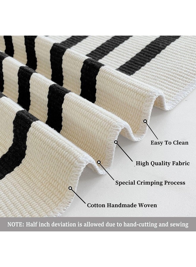 KILOCOCO Beige Striped Rug - 4'X6' Front Door Mat Outdoor, Welcome Mats Rugs Outdoor, Cotton Washable Front Porch Rug Layered Doormats for Patio Farmhouse Entryway Kitchen Laundry Room - Image 3