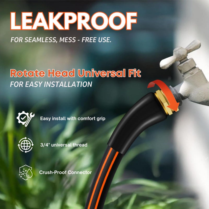 RainBro Flexibility Garden Hose, 10ft x 5/8", No-Kink, Wear-Resistant & Freeze-Resistant, Flexible Water Hose, Rubber Hose With Male/Female Fittings, Working Pressure 200 PSI,Burst 600 PSI, 3/4'' GHT - Image 3