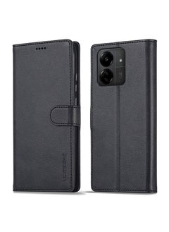 HuHa Case Cover For Xiaomi Redmi 13C 4G/5G/Poco C65 LC.IMEEKE Calf Texture Leather Phone Case Black 
