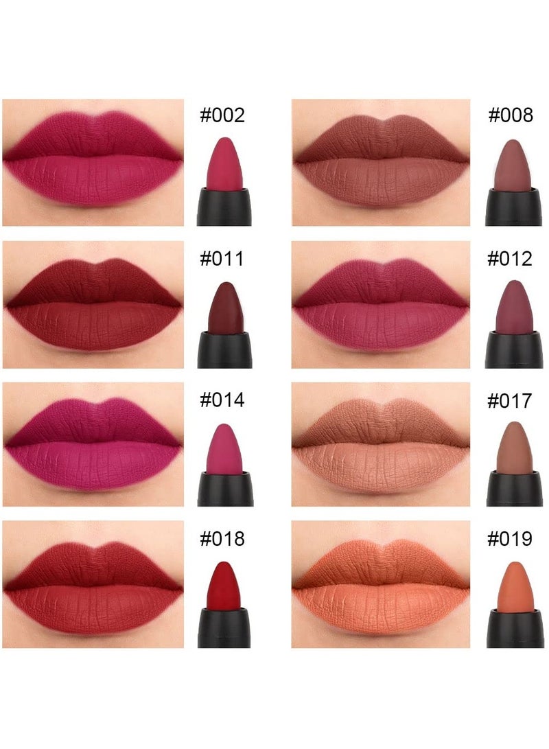 DNM 8Pcs Dark Ruby Red Plum Purple Wine Nude Beige Brown Matte Lipstick and Lip Crayon Liner Pencil Pen Set for Women mate magicos 24 horas originales pintalabios permanent - Image 2