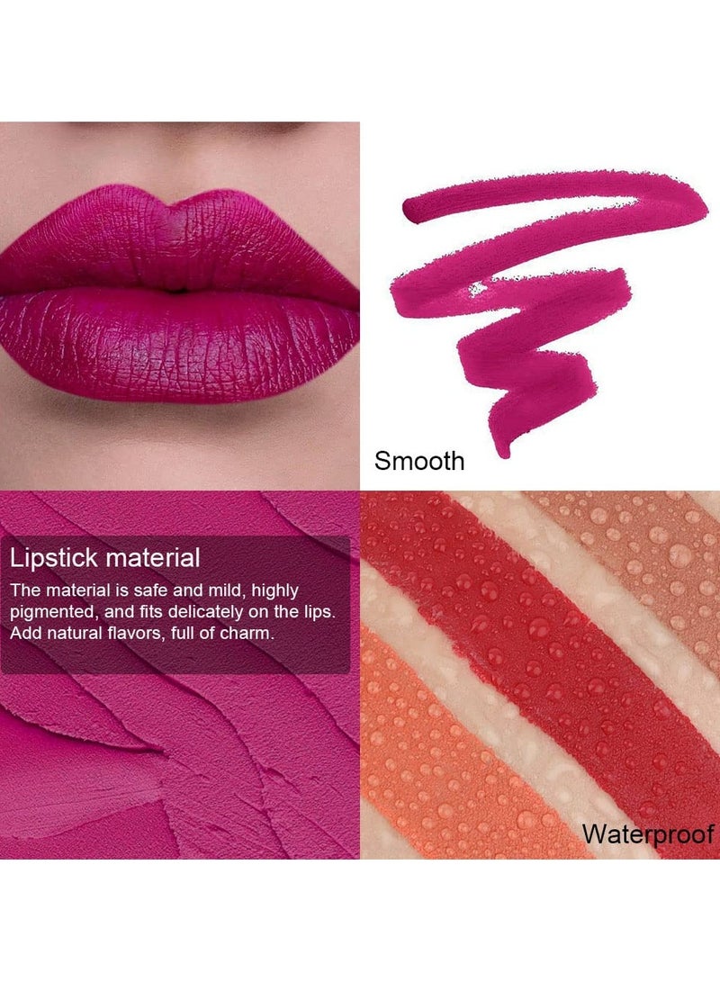 DNM 8Pcs Dark Ruby Red Plum Purple Wine Nude Beige Brown Matte Lipstick and Lip Crayon Liner Pencil Pen Set for Women mate magicos 24 horas originales pintalabios permanent - Image 5