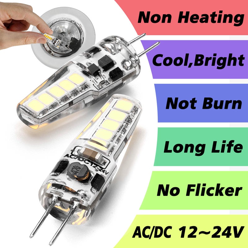 Heifymi G4 LED Bulb 12-24V AC/DC 3W Daylight 6000K 20W Halogen Bulb Equivalent T3 JC Bi-Pin Base Ceiling Recessed Puck Light for RV Camper Trailer Marine Boat Motorhome, 5 Pack - Image 3