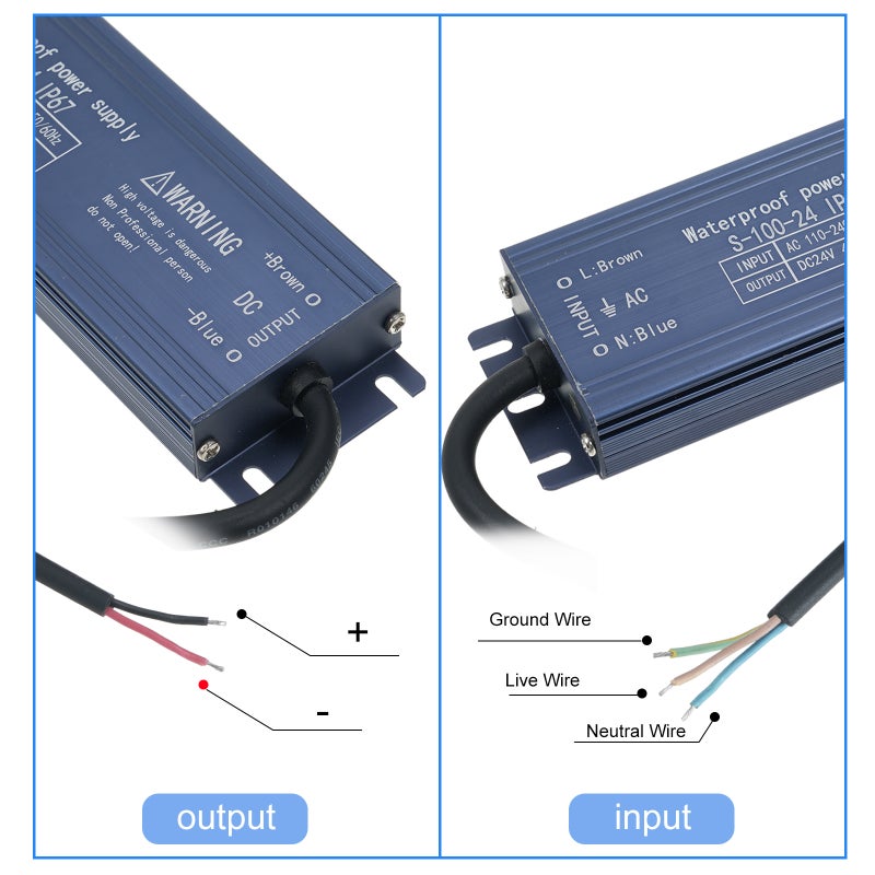 IP67 Waterproof LED Driver Switch Power Supply Transformer Adapter AC 110V-240V to DC 24V 120W Constant Voltage Output for LED Strip Light Outdoor Lightbox Signboard - Image 4