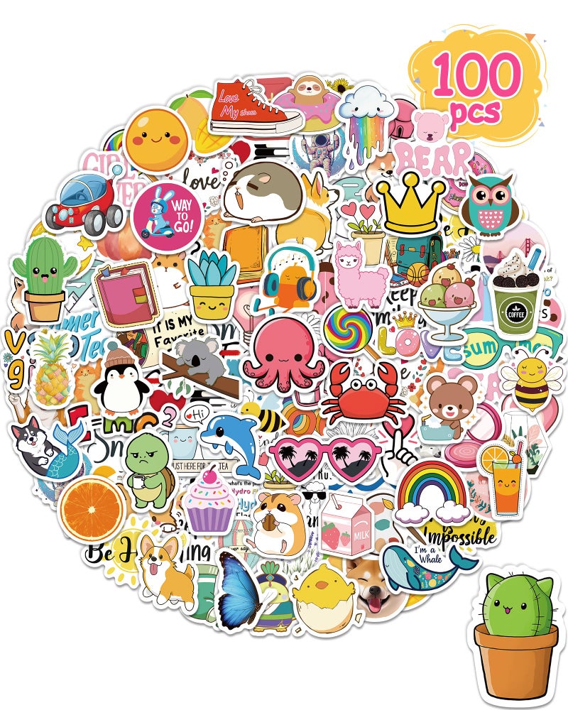 Greingways Sticker for Water Bottles 100 PcsPack Cute Vinyl Waterproof Vsco Laptop Stickers for School Students Gifts Classroom Teachers Prizes Stickers for Kids Teens Girls - Image 2