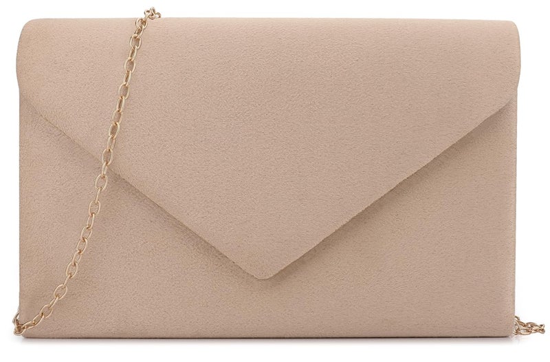 BBjinronjy Clutch Purse Evening Bag for Women Evening Wedding Party Velvet Suede Pleated Handbag (Nude) - Image 1