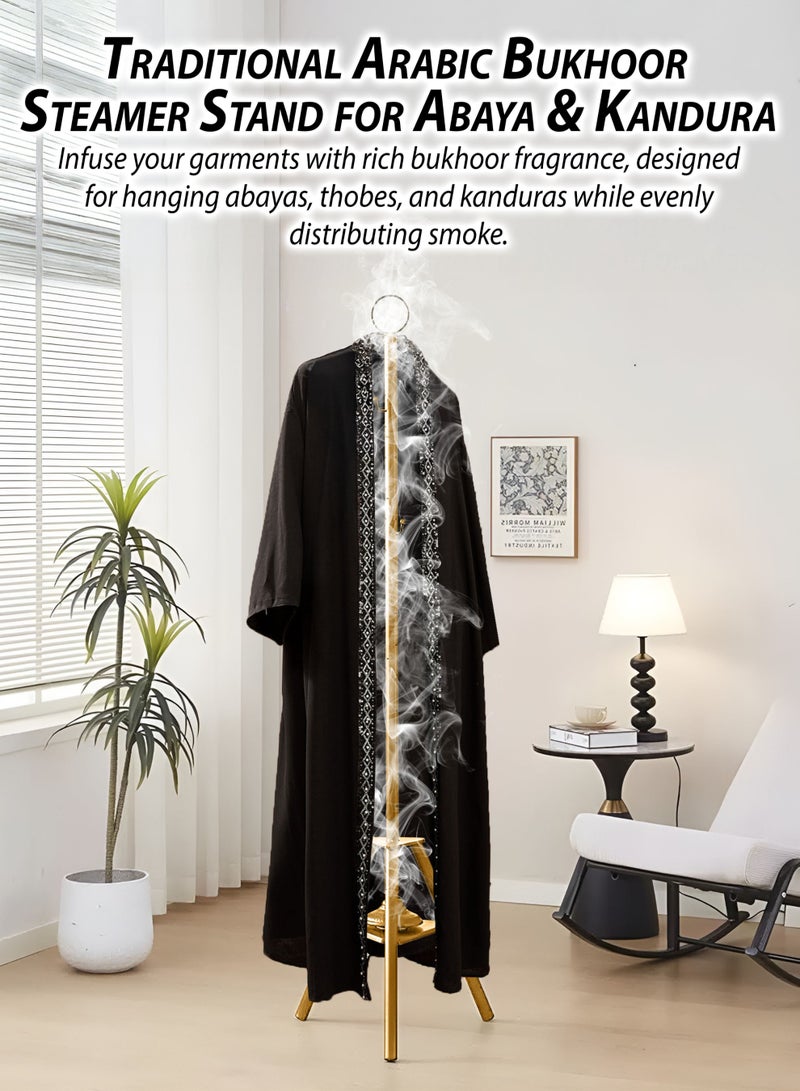 Toshonics Vertical  Arabic Bukhoor Clothes Steamer Stand for Abaya Kandura Thobe 185cm Tall Carbon Steel Incense Burner with Umbrella Smoke Cap, 360° Steam Holes & Hanger for Traditional Garment Fragrance Dukhoon Bakhoor Oudh Al Makhmoukh Haneen Asrar Rehab Haramain - Image 4
