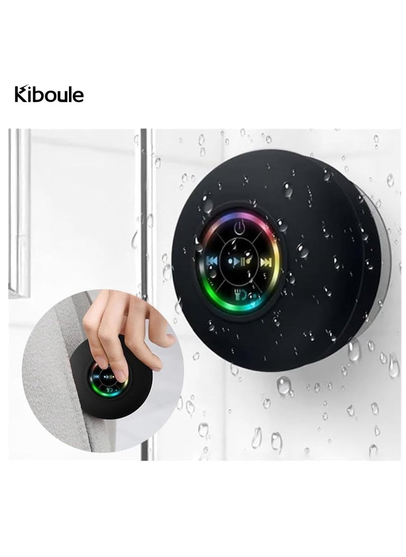 Kiboule LED Shower Wireless Speaker Speaker Portable Wireless Speaker with Suction Cup Charging Black Speaker for Parties, Bathroom, Travel, Home, and Outdoor  - Image 1