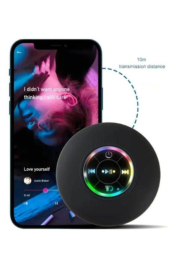 Kiboule LED Shower Wireless Speaker Speaker Portable Wireless Speaker with Suction Cup Charging Black Speaker for Parties, Bathroom, Travel, Home, and Outdoor  - Image 2