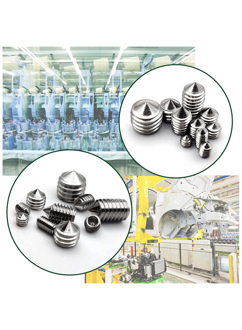 غنافوتو 300 قطعة من مسامير التثبيت المخروطية المختلطة، ومسامير متنوعة من الفولاذ المقاوم للصدأ ذات خيوط مترية، ومجموعة مسامير بدون رأس، ومسامير M3 M4 M5 M6 M8 متنوعة مع 5 قطع من مفاتيح ألين. - Image 3