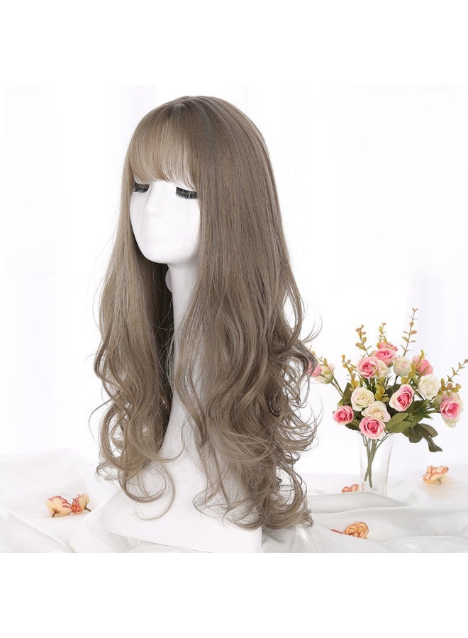 باروكة موضة طويلة ومجعدة كاملة مع غرة هوائية بالشعر العسلي