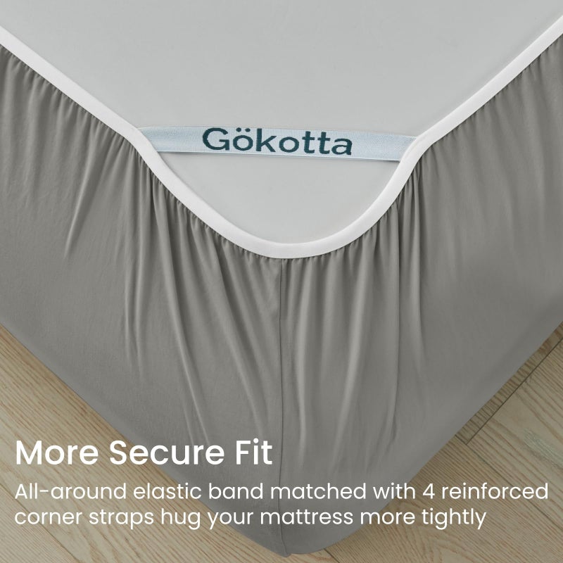 GOKOTTA 4-Pcs Cal King Sheet Set  16"" Deep Pocket California King Sheets  Non Slip Cal King Sheets with Elastic Corner Straps  Hotel Luxury Ultra Soft Microfiber California King Bed Sheets -Light Grey - Image 2