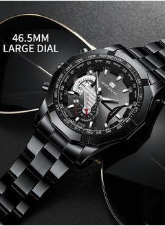VavaVoom Wrist Watch For Men, Fashion Analog Quartz Men's Watch, 3BAR Waterproof Quartz Watch With Stainless Steel Strap, Wear Resistant Comfortable Luxury Wrist Watch With Luminous Pointer, (Gold And Black A)  - Image 3