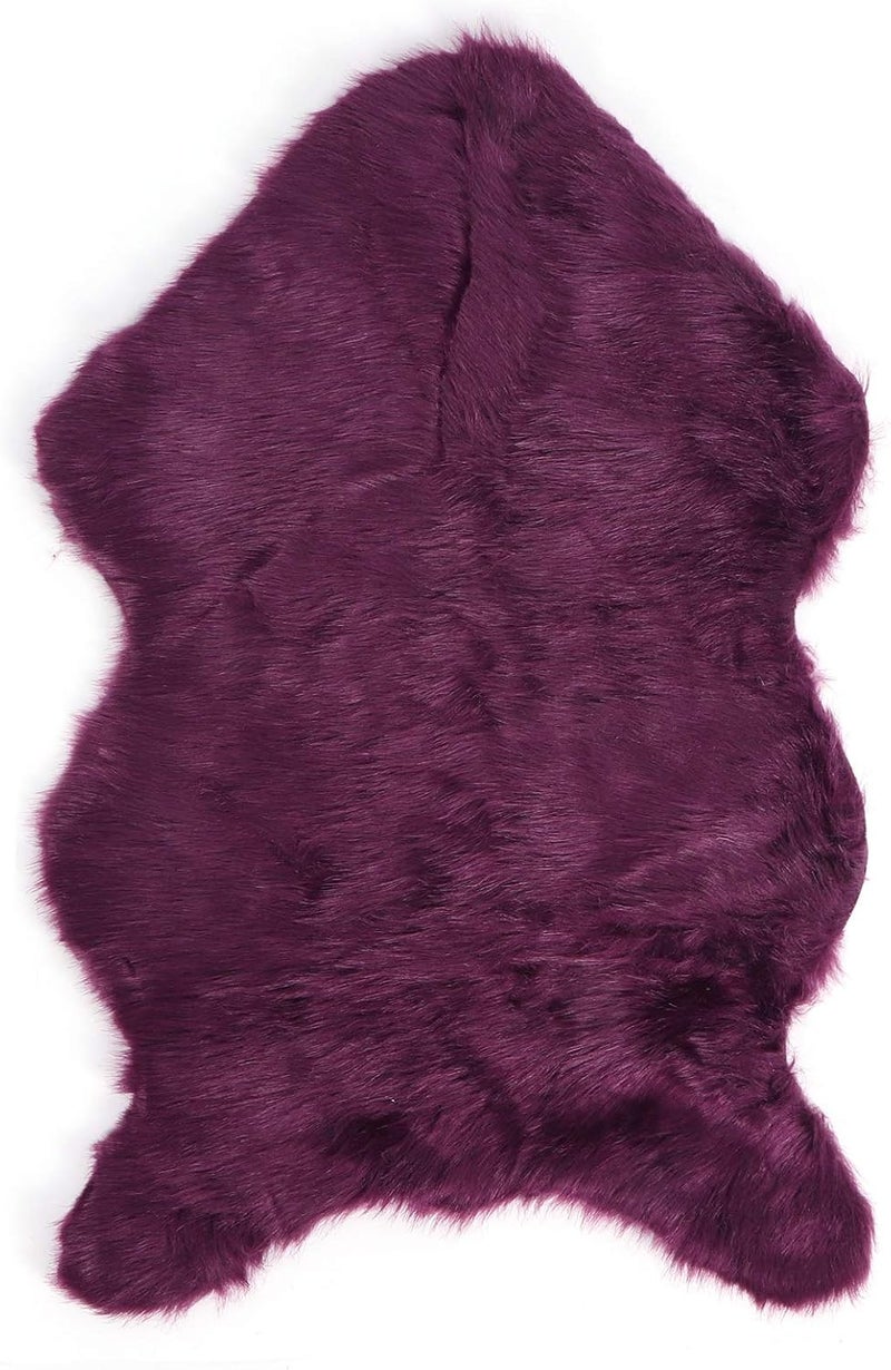 GLOGLOW Nan Faux Sheepskin Area Rug, Soft Carpet for Living Room and Nursery, Fluffy Indoor Decor 15.8x23.6in NonSkid White Faux Fur Rug Daily Necessities (Purple) - Image 1