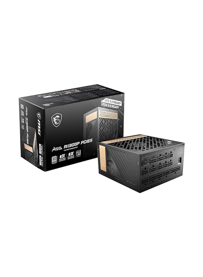 MSI MEG Ai1300P PCIE 5 & ATX 3.0 Gaming Power Supply - Full Modular - 80 Plus Platinum Certified 1300W - 100% Japanese 105°C Capacitors - Compact Size - ATX PSU - Image 1