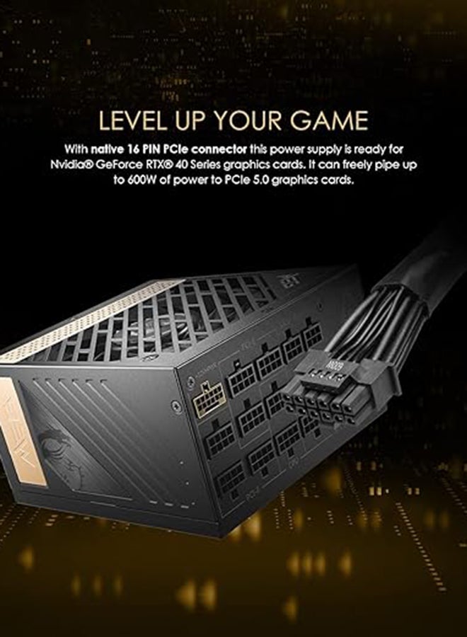 MSI MEG Ai1300P PCIE 5 & ATX 3.0 Gaming Power Supply - Full Modular - 80 Plus Platinum Certified 1300W - 100% Japanese 105°C Capacitors - Compact Size - ATX PSU - Image 5