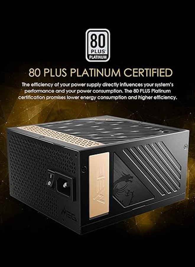 MSI MEG Ai1300P PCIE 5 & ATX 3.0 Gaming Power Supply - Full Modular - 80 Plus Platinum Certified 1300W - 100% Japanese 105°C Capacitors - Compact Size - ATX PSU - Image 2