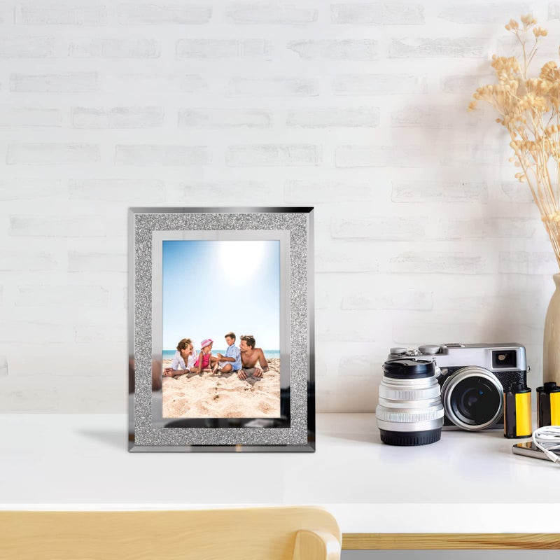 Calenzana 4x6 Picture Frame Sparkle Glass Photo Frames Set for Tabletop, 2 Pack - Image 5
