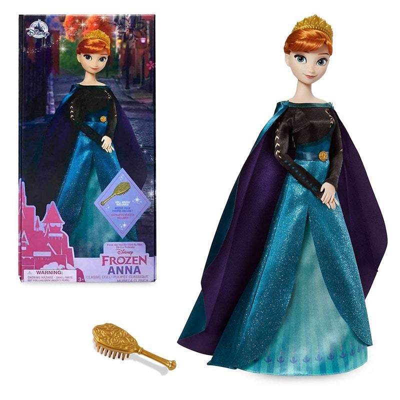 Disney Store Girl's Princess Classic Doll (Queen Anna from Frozen 2), 11 Inches, Includes Brush with Molded Details, Fully Posable Toy in Classic Outfit - - Image 1
