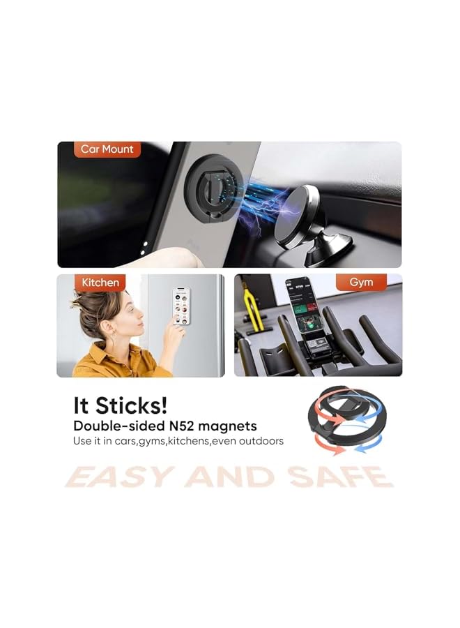 S-TOP Magnetic Phone Ring Holder, Finger Ring Holder with Adjustable Kickstand, Cell Phone Grip Stand for Dual-Side Magnetic, Fit for All Phones - Image 2