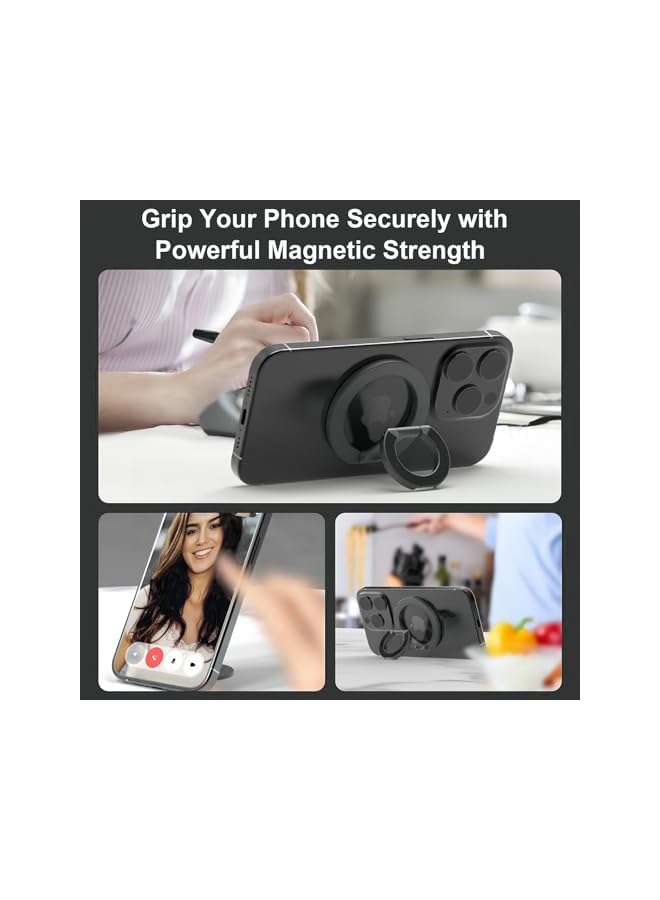 S-TOP Magnetic Phone Ring Holder, Finger Ring Holder with Adjustable Kickstand, Cell Phone Grip Stand for Dual-Side Magnetic, Fit for All Phones - Image 4