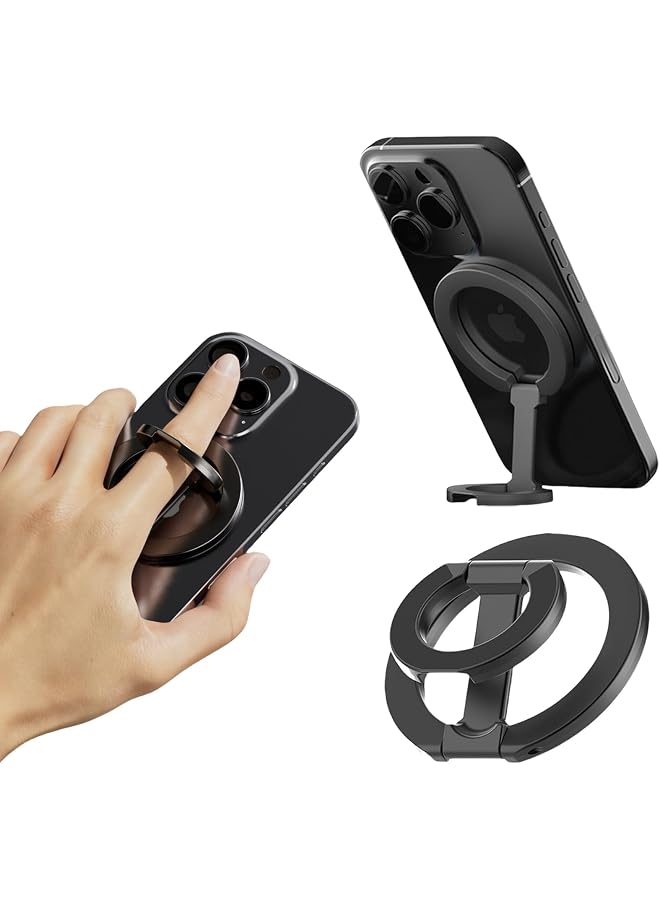 S-TOP Magnetic Phone Ring Holder, Finger Ring Holder with Adjustable Kickstand, Cell Phone Grip Stand for Dual-Side Magnetic, Fit for All Phones - Image 1