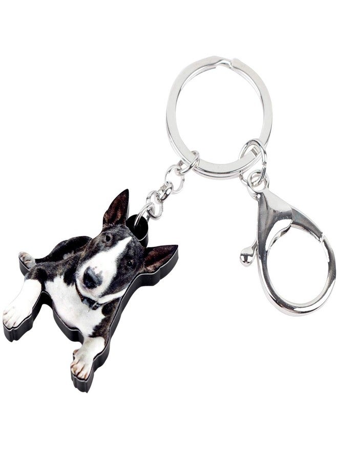 DUOWEI American Pit Bull Terrier Dog Keychain Acrylic Puppy Pet Keyring Bag Decoration for Women Girl Charm Gift (Black) - Image 2