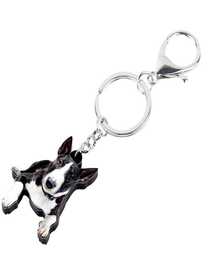 DUOWEI American Pit Bull Terrier Dog Keychain Acrylic Puppy Pet Keyring Bag Decoration for Women Girl Charm Gift (Black) - Image 3