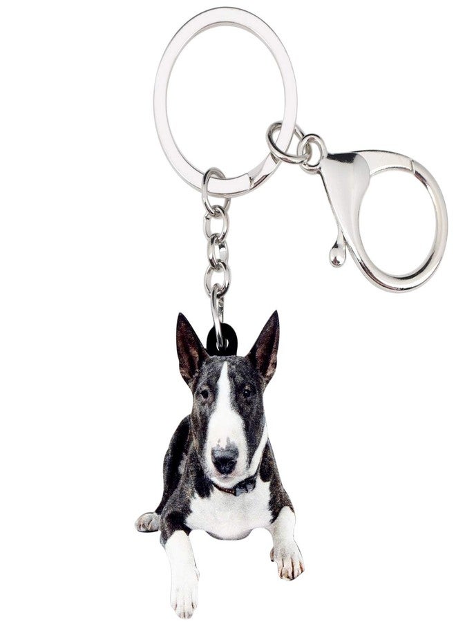 DUOWEI American Pit Bull Terrier Dog Keychain Acrylic Puppy Pet Keyring Bag Decoration for Women Girl Charm Gift (Black) - Image 1