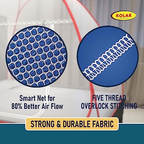 Kolar Mosquito Net for Double Bed | Foldable King Size Machardani | Heart Design | Polyester | Durable Tent Type | Corrosion Resistant | Red | 200x200x145cm | Fits 6.5x6.5ft Mattress - Image 5