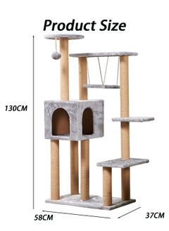 Kidle Wooden Pet Cat Climbing Frame Cat Tree Toy With Cat House Cat Jumping Platform Claw Sharpening Cat Scratching Post 58*37*130cm  - Image 2
