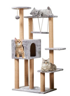 Kidle Wooden Pet Cat Climbing Frame Cat Tree Toy With Cat House Cat Jumping Platform Claw Sharpening Cat Scratching Post 58*37*130cm  - Image 1