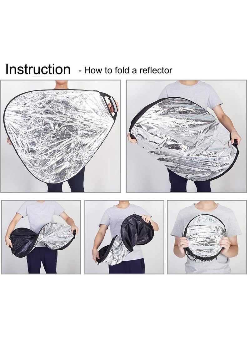 FlashHawk 5pcs Set Different Colors Handheld Reflector (24 Inch) with Storage Bag for Photography Photo Studio Outdoor Lighting  - Image 5