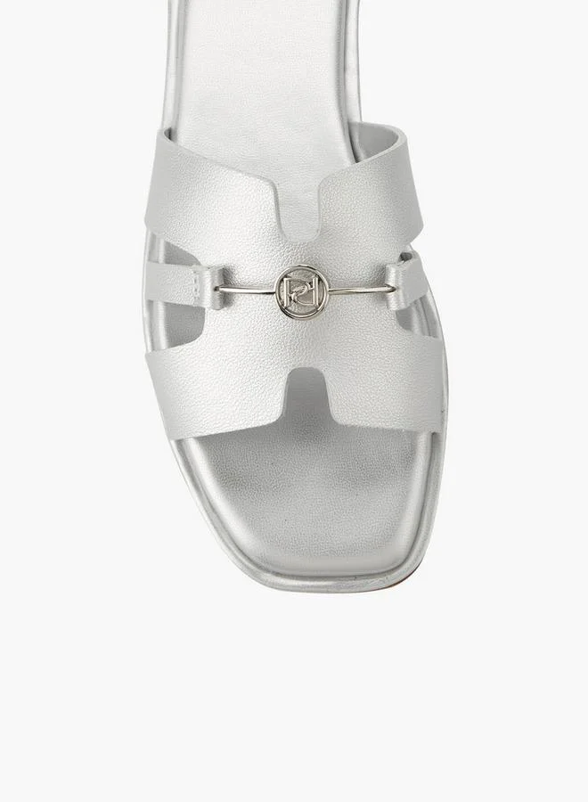 Paprika SILVER Women Metallic Accent Slide Sandals for Women | Best Price UAE