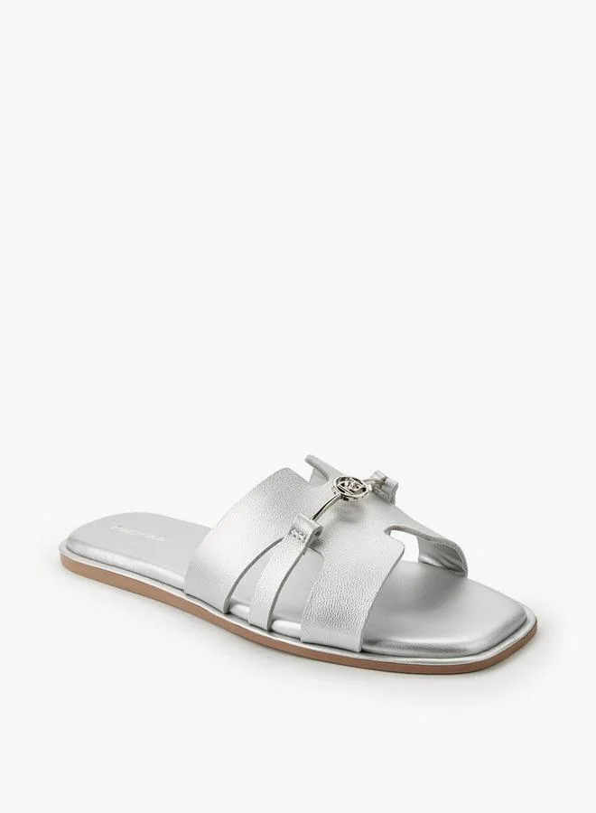 Paprika Women Metallic Accent Slide Sandals