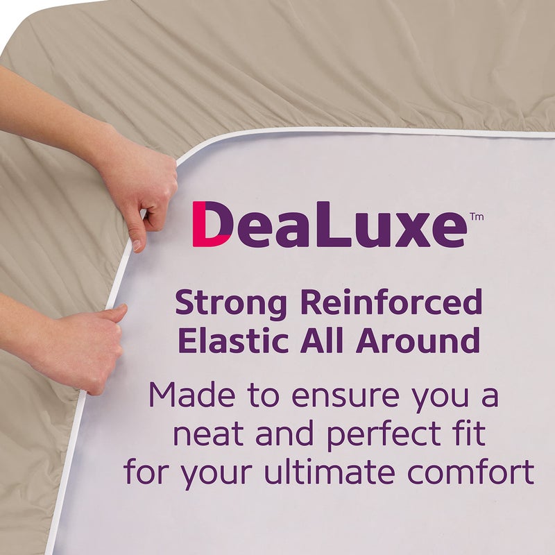 DeaLuxe King Fitted Sheet King Size Fitted Sheet Only Deep Pocket - Real 16  Fitted Bed Sheets Fit Perfectly 14 -18  Deep Mattress & Toppers - Easy Care Lovely Feel - 1 Piece Bottom Fitted Sheet King - Taupe - Image 4