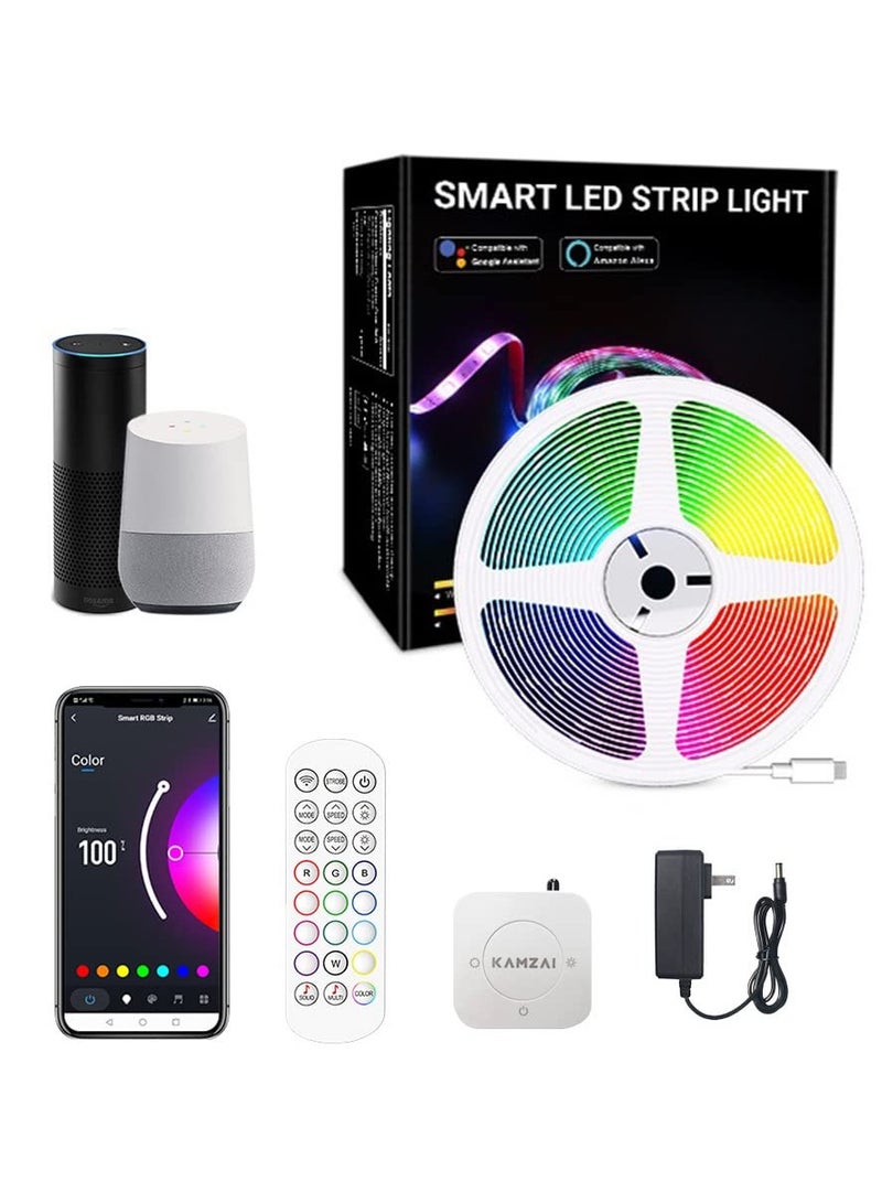 KAMZAI Smart Led Strip Lights Compatible with Amazon Alexa & Google Home For Room Decoration (Upgraded Controller) (15M RGB Smart LED Strip Light) - Image 1
