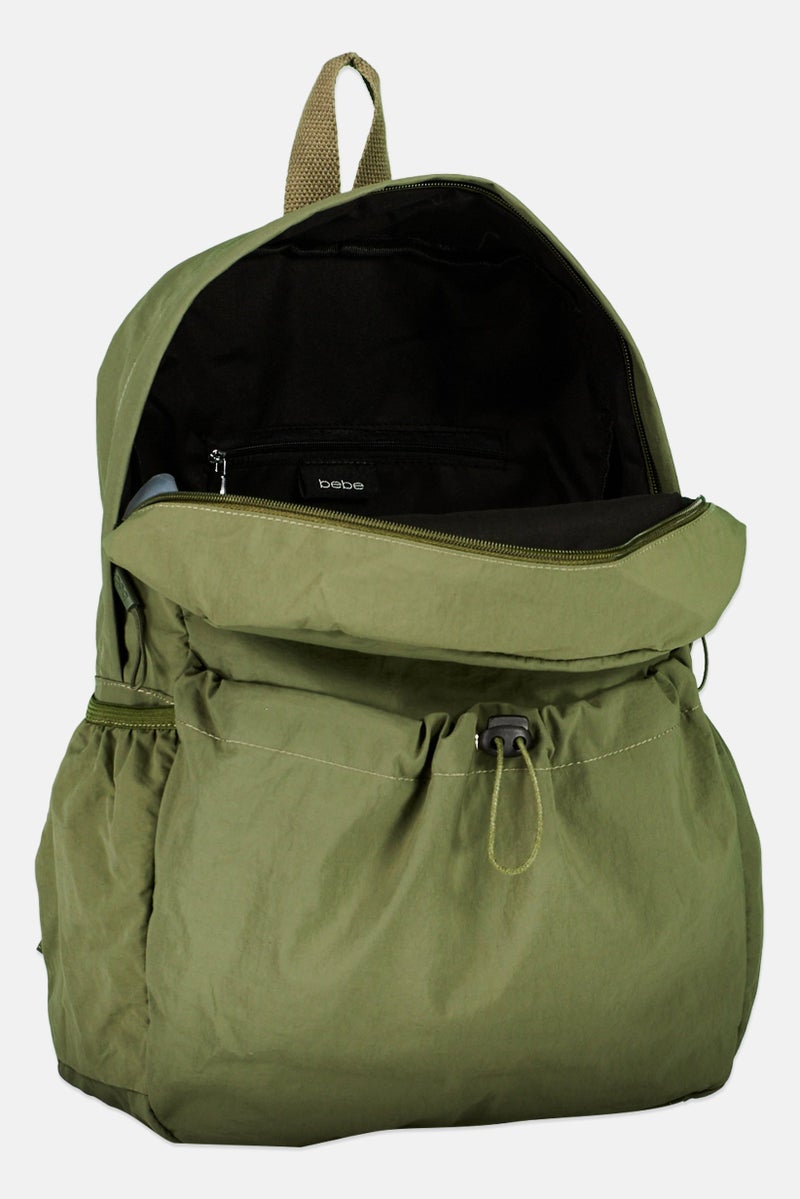 bebe Women Brand Long Backpack 29 L x 39 H x 12 W cm, Olive - Image 2