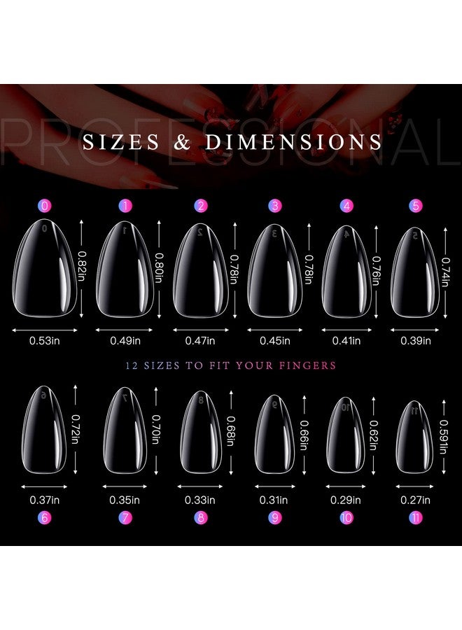 krofaue Short Almond Nails - 240Pcs Almond Clear Nail Tips 12 Sizes Almond Nail Tips, Artificial Acrylic False Nails, Full Cover Press on Nails Almond for Home DIY & Nail Tips Art - Image 5