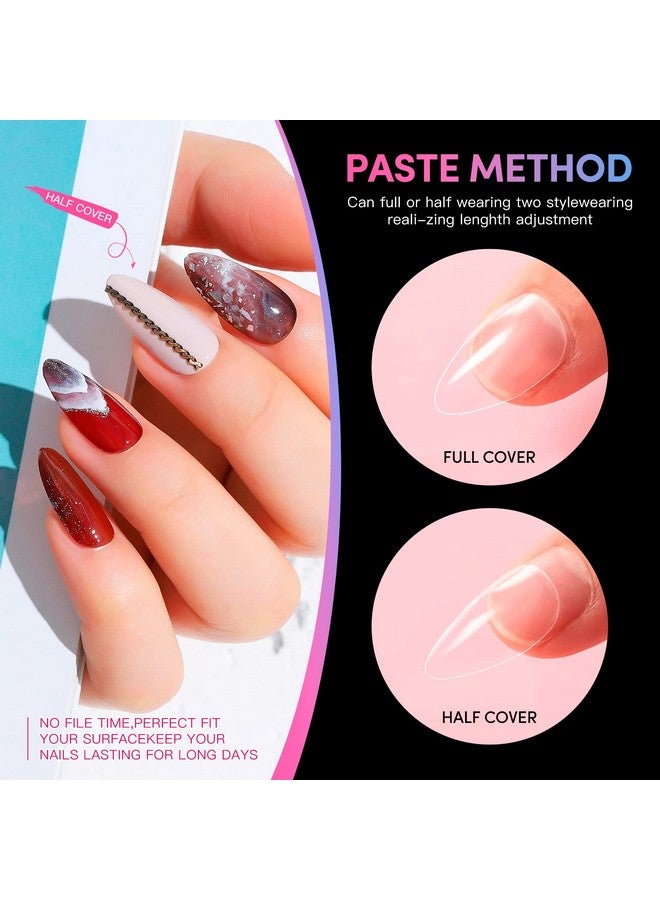 krofaue Short Almond Nails - 240Pcs Almond Clear Nail Tips 12 Sizes Almond Nail Tips, Artificial Acrylic False Nails, Full Cover Press on Nails Almond for Home DIY & Nail Tips Art - Image 4