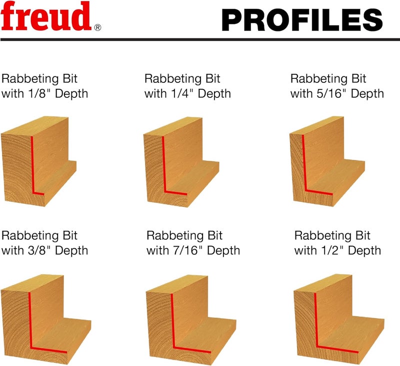 Freud 7-Piece Multi Rabbeting Bit Set with Interchangeable Bearings and 1/2-Inch Shank - Image 3