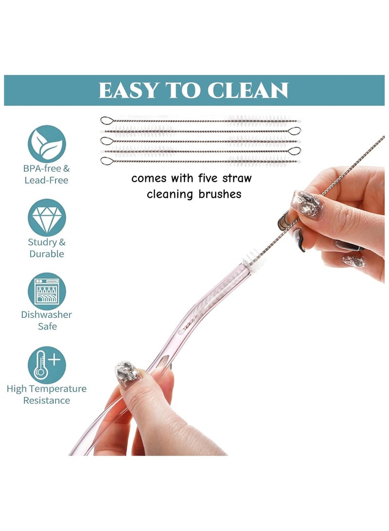 YQbest 12 Pieces Wavy Glass Straws, Colorful Glass Drinking Straw with Cleaning Brushes, Reusable Shatter Resistan Glasses Smoothie Straws for Beverages, Milkshakes, Tea, Juice - Image 3