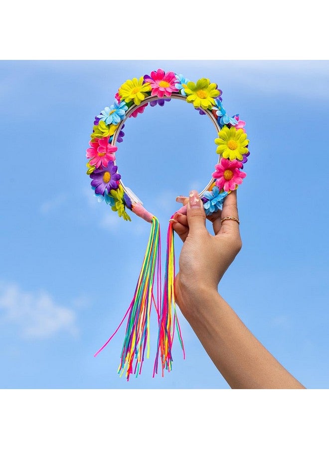 JONKY Light Up Daisy Headband Rainbow Hippie Flower Led Headbands Tassel Floral Headpiece Rave Hair Accessories For Women - Image 4