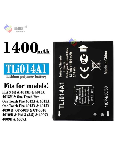 Applicable To Alcatel Pixi3/4013D Mobile Phone Battery Tli014A1 External Board Foreign Trade-Standard Capacity:Tli014A1