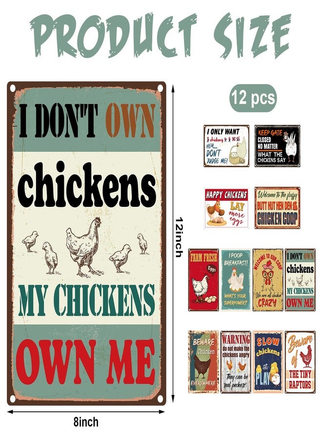 Tandefio 12 Pcs Chicken Coop Accessories 8 x 12 Inch Chicken Coop Signs Vintage Metal Chicken Signs for Coop Outdoor Funny Chicken Coop Decor Chicken Lovers Gifts Home Yard Farm - Image 2