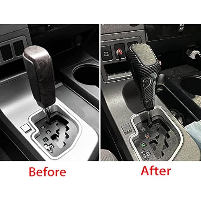 rayihni MICROCK Leather Automatic Gear Shift Knob Shifter Replacement for Toyota 4Runner 20102022 for 20162021 Toyota Tacoma for Tundra 20072021 ABS Carbon Fiber 1pc - Image 4