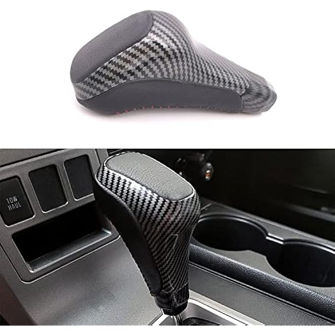 rayihni MICROCK Leather Automatic Gear Shift Knob Shifter Replacement for Toyota 4Runner 20102022 for 20162021 Toyota Tacoma for Tundra 20072021 ABS Carbon Fiber 1pc - Image 1