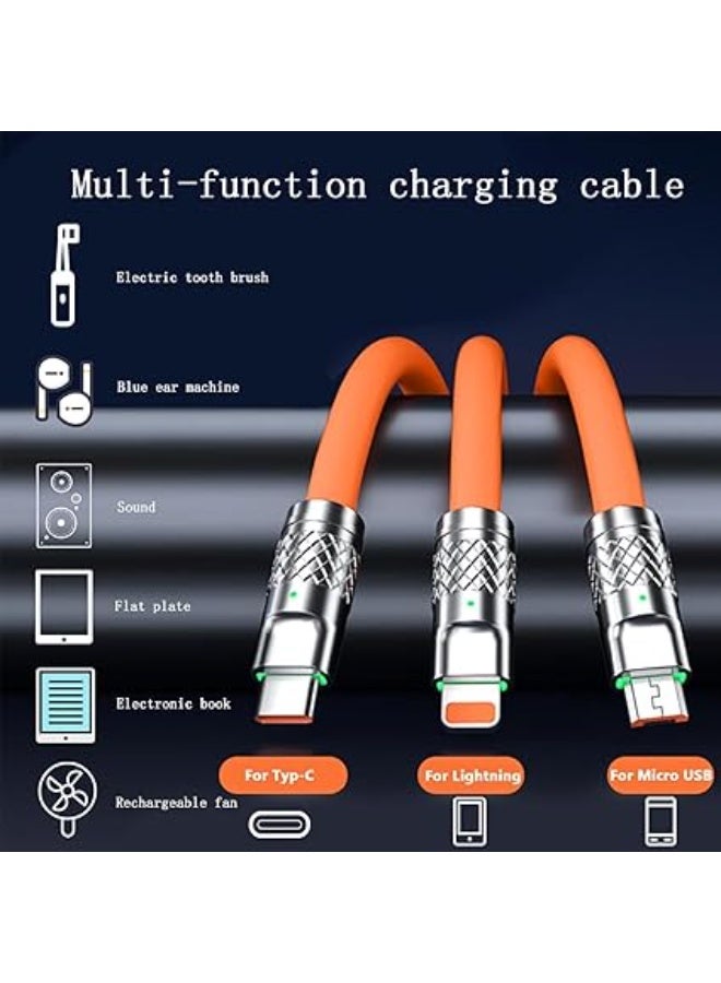 كابل USB متعدد 3 في 1 – شحن سريع – برتقالي – 1.2 متر - Image 3