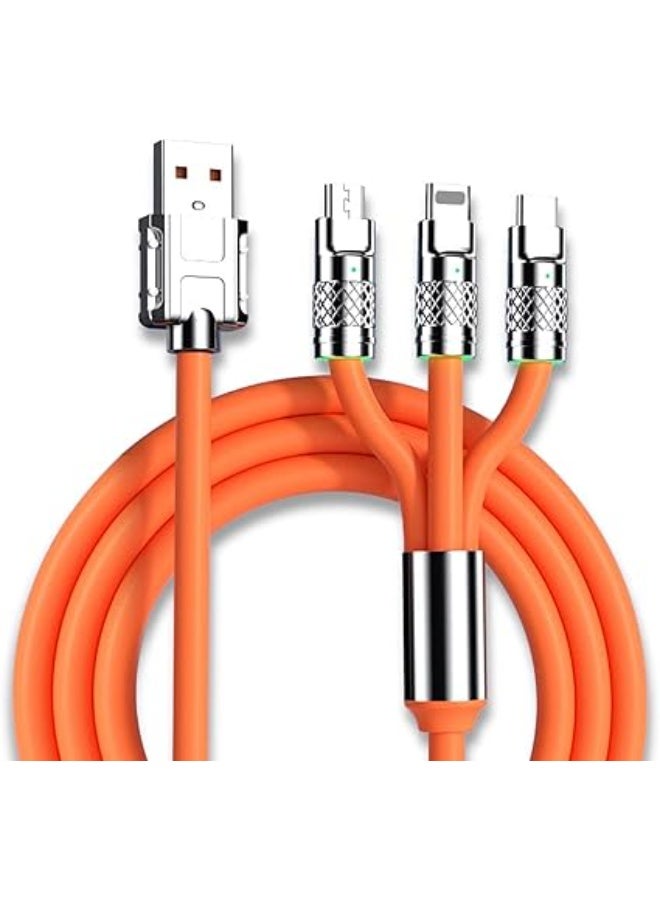 كابل USB متعدد 3 في 1 – شحن سريع – برتقالي – 1.2 متر - Image 1
