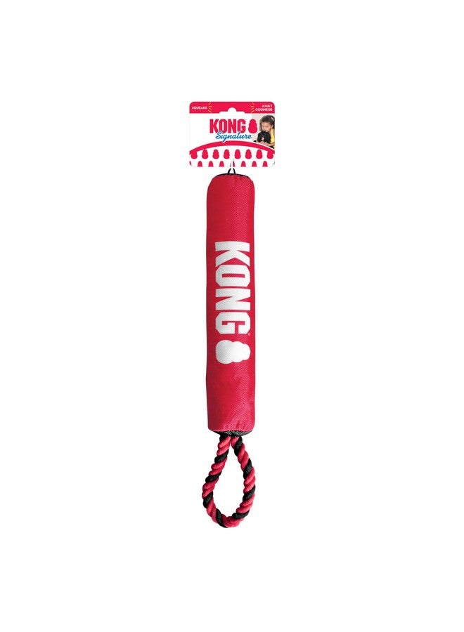 كونج لعبة KONG Signature Stick with Rope Dog Toy، لعبة شد وإحضار متينة وناعمة محشوة للكلاب، تصدر أصوات صرير وتجعيد وخشخشة، حبل قطني قوي ينظف الأسنان، للمضغ اللطيف، لعبة شد الحبل، التمرين، متوسط - Image 2